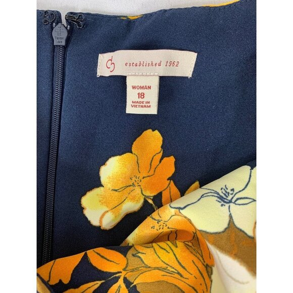 DressBarn Women's Navy Blue Fall Leaves Dress - Picture 3 of 5